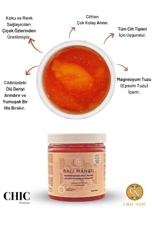 Manikür & Pedikür & Vücut Peelingi Bali Mango 250 gram -magnezyum Tuzu - Epsom Tuzu - Ingiliz Tuzu - Chic Nail