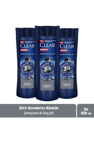 Männer 3 In 1 Shampoo & Duschgel Reinigende Kohle Haar Für Gesicht Körper 350 ml X3 - 1