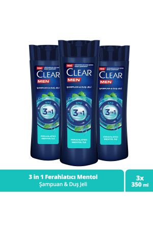 Männer 3-in-1-Shampoo und Duschgel, erfrischendes Menthol für Haare, Gesicht und Körper, 350 ml, 3er-Set. UNI. 3893 - 1
