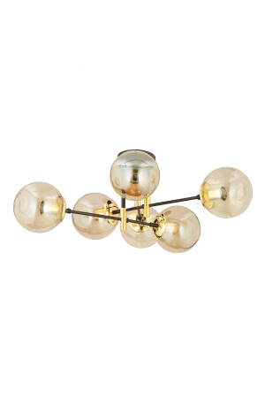 Maral 6Lı Siyah Gold Bal Camlı Modern Genç Odası Yatak Odası Retro Salon Avize 3548-06-GD - 6