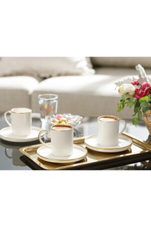 Marella Porzellan-Kaffeetassen-Set für 6 Personen, 85 ml, Gold, 10032215 - 4