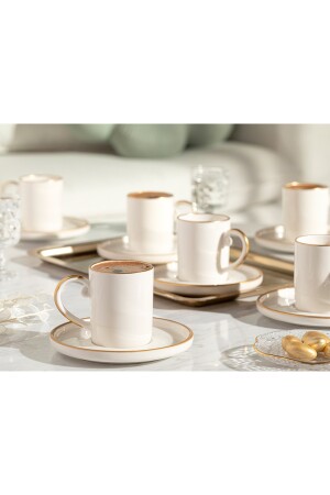 Marella Porzellan-Kaffeetassen-Set für 6 Personen, 85 ml, Gold, 10032215 - 7