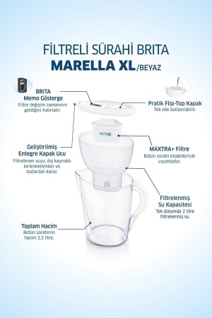 Marella XL 3 Filtreli Su Arıtma Sürahisi - Beyaz 1021811 - 6