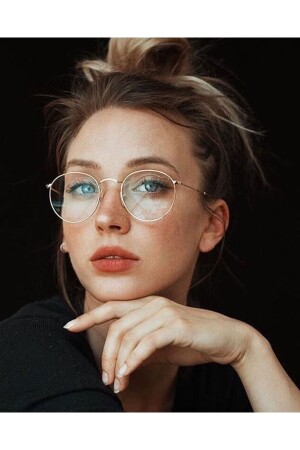 Maria Unisex Oval Round Gold Blue Light Protective Blue Block Vintage Retro-Brille lookupnewmaria - 6