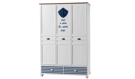 Marine-Kleiderschrank mit 3 Türen - 2