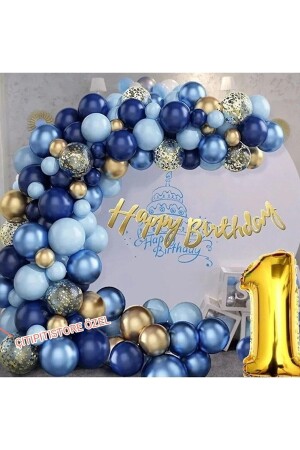 Marineblaue Luftballons-Girlanden-Set, goldenes Konfetti, 1 Jahr alt - 1