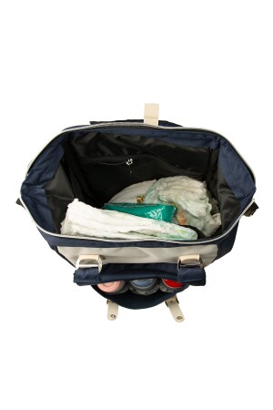 Marineblaue Mutter-Baby-Tasche für Damen mit Taschen und Logo M000003884 - 6