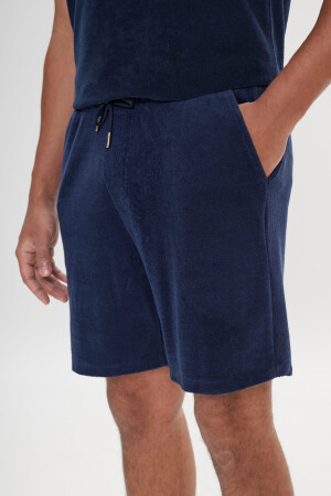 Marineblaue Standard-Fit-Handtuchshorts für Herren mit normalem Schnitt 4A9522200006 - 6