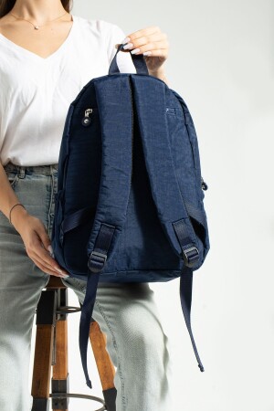 Marineblaue Unisex-Schultasche in Mega-Größe mit verstellbarem orthopädischem Riemen, 9 Fächern und Laptopfach - 5