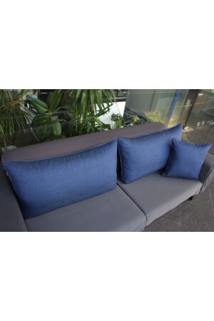 Marineblauer Leinen-Sofa-Rückenkissenbezug/Sofa-Überwurfkissen 46634 - 3