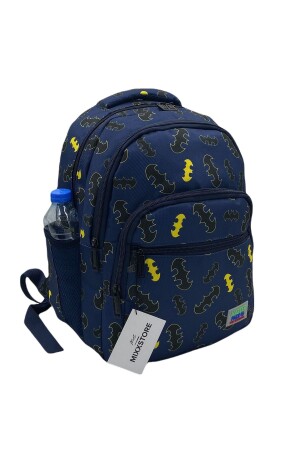 Marineblauer Master Pack-Grundschulrucksack für Herren mit Fledermausmuster, Ernährungsbox und Stifthalter - 3