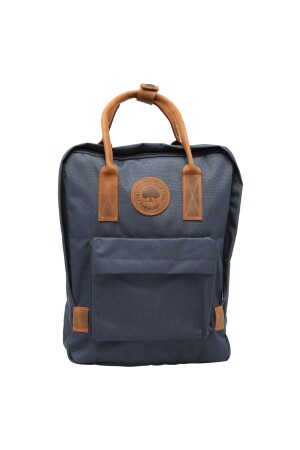 Marineblauer Unisex-Rucksack aus wasserdichtem Imperteks-Gewebe mit Griff aus 100 % echtem Leder und Laptopfach - 1