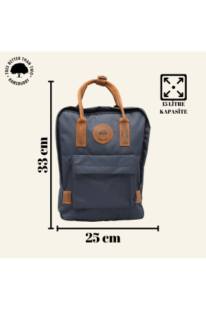 Marineblauer Unisex-Rucksack aus wasserdichtem Imperteks-Gewebe mit Griff aus 100 % echtem Leder und Laptopfach - 4