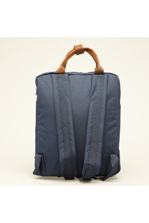 Marineblauer Unisex-Rucksack aus wasserdichtem Imperteks-Gewebe mit Griff aus 100 % echtem Leder und Laptopfach - 7