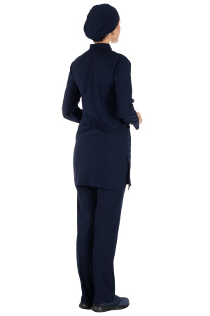 Marineblaues, dickes Lycra-Hijab-Krankenschwesteruniform- und Chirurgenarzt-Uniform-Set LIKRA-TESETTUR - 6