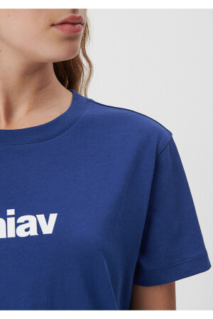 Marineblaues T-Shirt mit Miav-Aufdruck, reguläre Passform / normaler Schnitt 1610622-70722 - 4