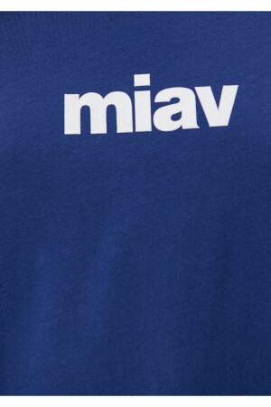 Marineblaues T-Shirt mit Miav-Aufdruck, reguläre Passform / normaler Schnitt 1610622-70722 - 5