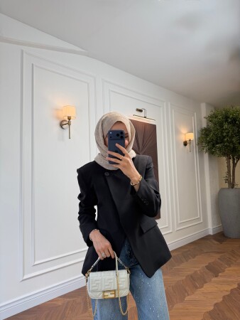 Marla Tek Düğmeli Blazer - Siyah - Nuuwears