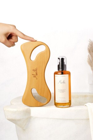 Mar'le Anti-Cellulite-Massageöl 200 ml + Cellulite-Entferner aus Holz, Massagegerät, 2-teiliges Cellulite-Pflegeset - 3