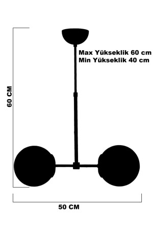 Martı 2'li Eskitme Füme Camlı Avize 110220221 - 5