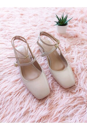 Mary Jane Dar Kalıp Koyu Krem Rugan Vintage Kare Küt Burunlu Kalın Topuklu ayakkabı - 6