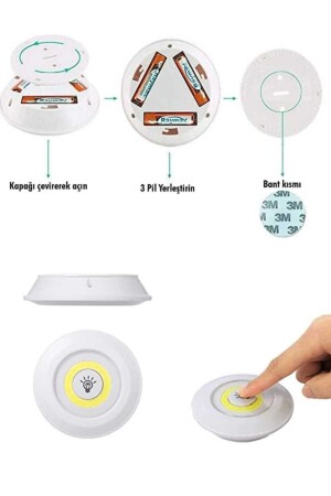 MASA LAMBASI MUTFAK TEZGAH ALTI BANYO DOLABI DOLAP İÇİ KABLOSUZ 3LÜ KUMANDALI VE PİLLİ LED IŞIK - 5