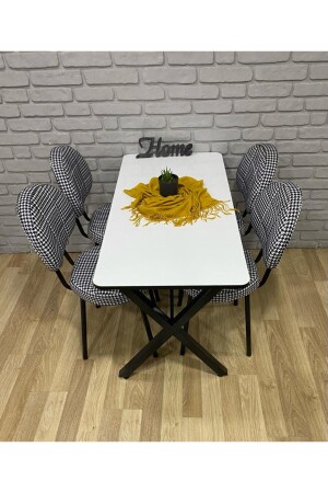 Masa Takımı- Yemek Masası- Mutfak Masası- Balkon Masası - 70x110 Beyaz 4 Arkalıklı Sandalye - 2