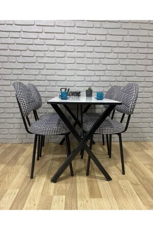 Masa Takımı- Yemek Masası- Mutfak Masası- Balkon Masası - 70x110 Beyaz 4 Arkalıklı Sandalye - 3