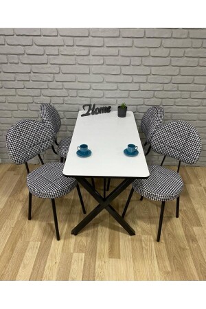 Masa Takımı- Yemek Masası- Mutfak Masası- Balkon Masası - 70x110 Beyaz 4 Arkalıklı Sandalye - 4