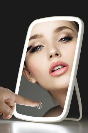 Masaüstü Dokunmatik Makyaj Aynası Led Işıklı Beyaz Renk Make Up Mirror - 1