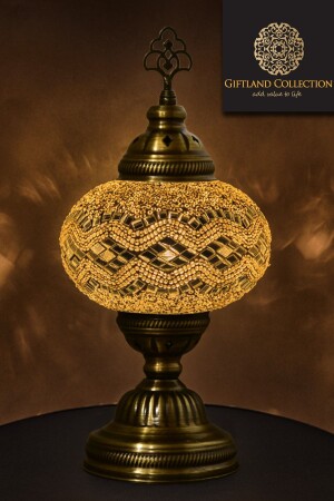 Masaüstü Otantik Mozaik Lamba - 3no - Ücretsiz Kargo -1nci Kalite Cam Ve Metal Aparat - Giftlandcollection