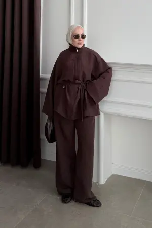 Massi Model Dik Yaka Takım Kahve - Nuuwears