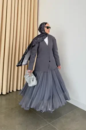 Massimo Model Belden Oturtmalı Ceket Antrasit - Nuuwears