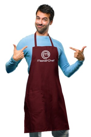 Master Chef Baskılı Bordo Mutfak Önlüğü -unisex- Askılı Podye ACRMSTRONLUK - 1