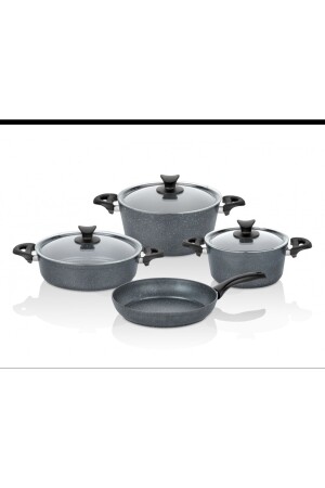 Master Cook 4-teiliges 7-teiliges Granit-Kochgeschirr-Set, Space Grey TAC-4755 - 6