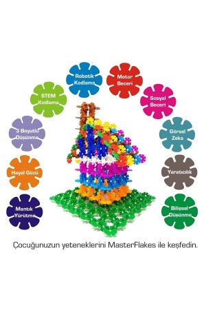 Masterflakes Pädagogische ineinandergreifende Scheiben, Stem Education kompatibel, 5 Farben und 300-teiliges Bauspielzeug-Set - 4