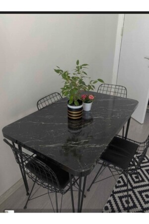 مجموعة مقاعد مائدة من الأسلاك السوداء - Masterline