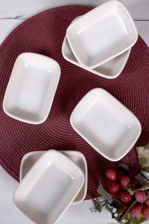 Mat Kırık Beyaz Dikdörtgen Çerezlik - Kayık 13 Cm 6 Adet ST501106F021A0000000AYD200 - Keramika