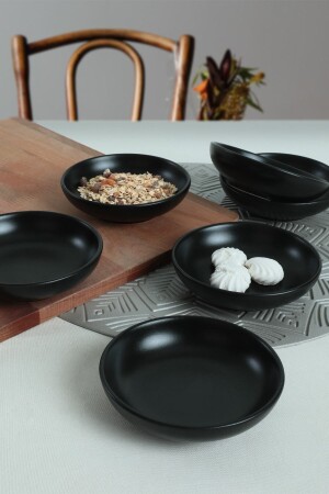 MNZ-Matte Black Ring Snack/Sauce Bowl 13 سم 6 قطع ST489006F956A0000000AYD100 - Keramika