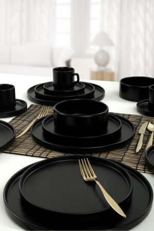 علبة عشاء / فطور من نوع MNZ-Matte Black Stackable عشاء / فطور 20 قطعة لـ 4 أشخاص TY038120F956A000000MAP2400 - Keramika