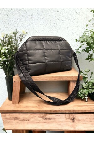 Matte Black Puffer Hidden Bursary Clutch Hand-/Umhängetasche - 1