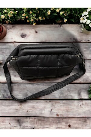 Matte Black Puffer Hidden Bursary Clutch Hand-/Umhängetasche - 4