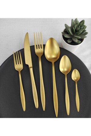 Mattgoldenes Titan-Gabellöffel-Set, 36-teilig, CMDBRNDFH08 - 1