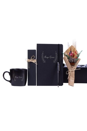 Mattschwarze personalisierte Agenda-Becher-Stift-Geschenkbox - 1