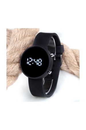 Mattschwarze runde Unisex-Uhr mit digitalem LED-Display und schwarzem Silikonarmband St-303563 ST-303563 - 2