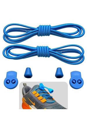 Mavi Akıllı Bağcık- Pratik Lastikli Ayakkabı Bağcığı- Spor- Çocuk- Klasik Ve Bot Bağcığı- 1 Çift - 1