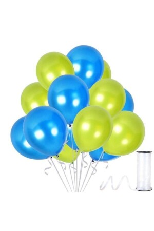 Mavi-fıstık Yeşili Metalik Sedefli Balon 30 Adet - 1