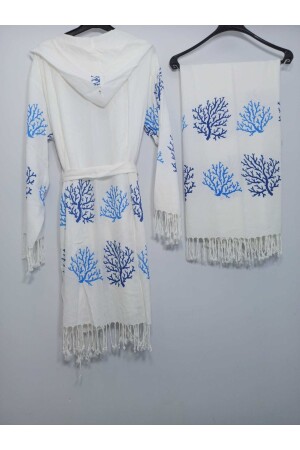 Mavi Mercan Peştemal Bornoz Ve Peştemal 2'li Set 65987465 - Nevin Acar