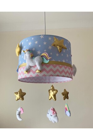 MNZ-Blue Tiny Starry Pink Zigzag Unicorn Model Girl/Boy Baby/Kids Room تصميم الشنابل Uni1 - Leobabyroom
