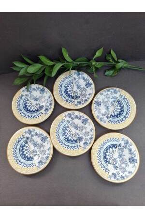 Mavi Renk Desenli Çay Tabağı 6'lı 233440 - Esbeycam